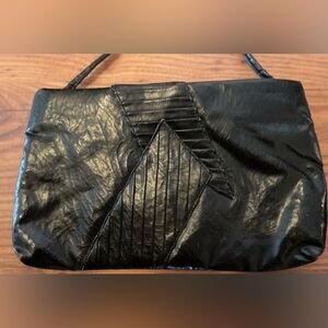 Chic Vintage Black Leather Like Shoulder Bag